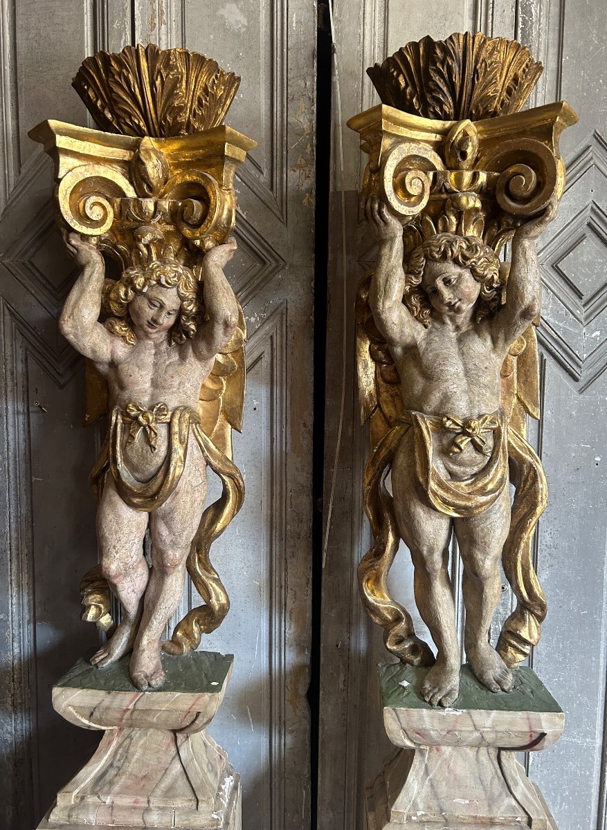 Rares Cariatides Anges Vers 1700