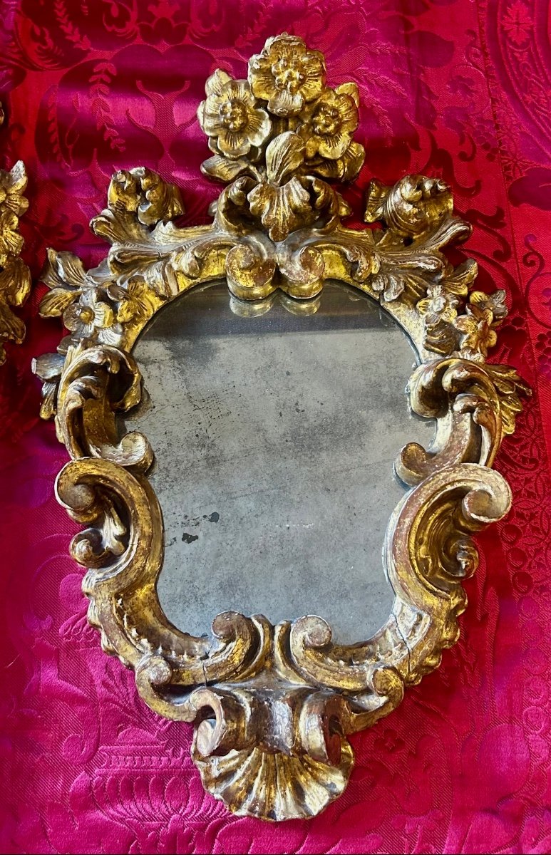 Pair Of 18th Century Golden Wood Mirrors-photo-2