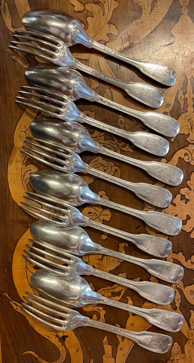 Set Of 6 Silver Armorial Cutlery Sets Paris 1781