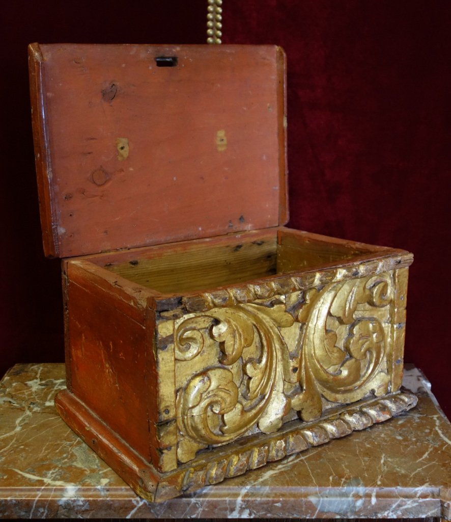 Box In Golden Wood Louis XIV Era-photo-3