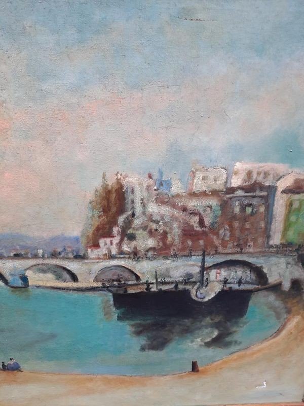 Huile Sur Toile - Vue De Paris - De Ernest Jules Renoux (1863-1932)-photo-4