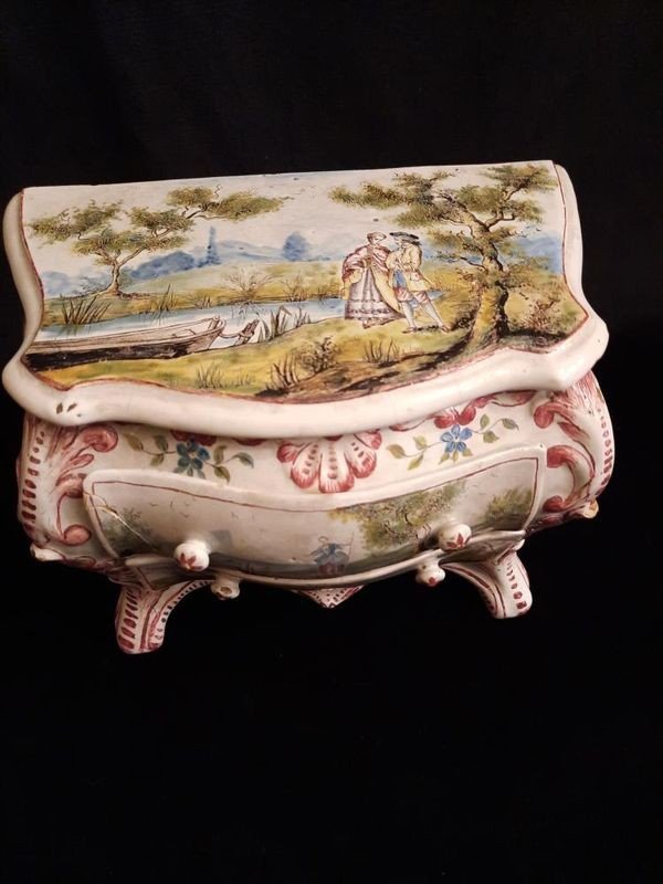 Commode Miniature En Faïence (xixe Siècle)-photo-5