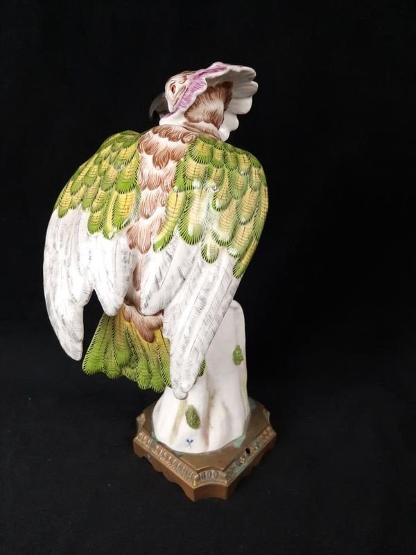 Porcelain Sculpture Of A Parrot - Paris 20th Century-photo-3