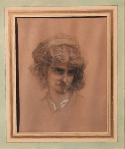 Ernest Antoine Hébert (1817-1908) - Dessin Sur Papier d'Un Homme 