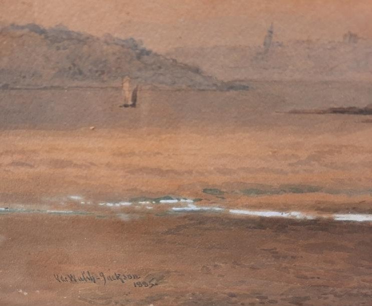 Victor WALSH-JACKSON (XIXe siècle) - Aquarelle anglaise d'un paysage de bord de mer-photo-3