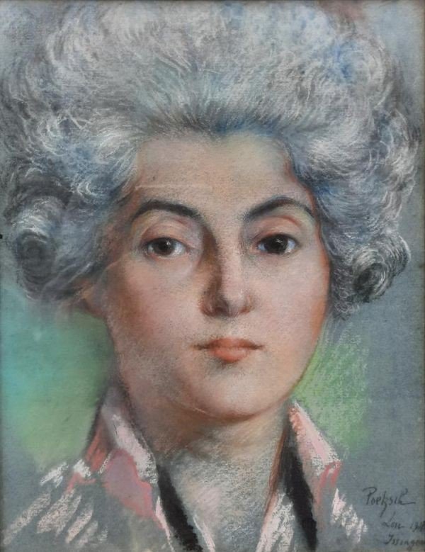 Gustave Poetzsch (1870-1950) - Pastel Of A Portrait Of A Woman