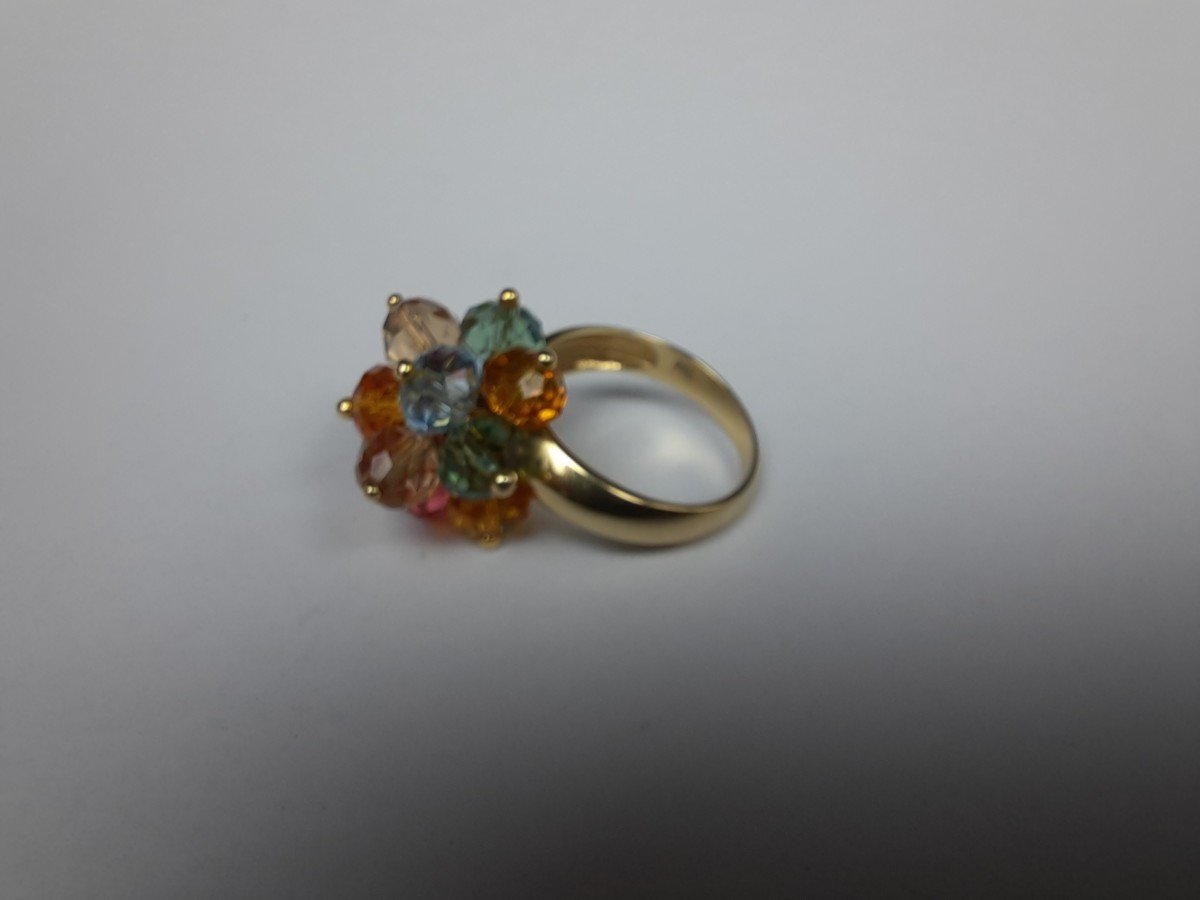 Bague En Or 14 Carats Et Perles De Couleurs -photo-2