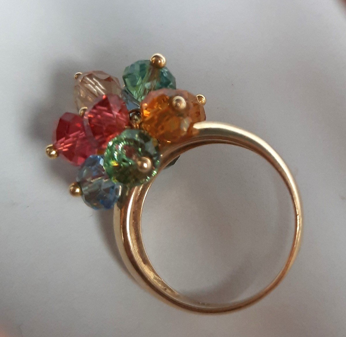 Bague En Or 14 Carats Et Perles De Couleurs -photo-4