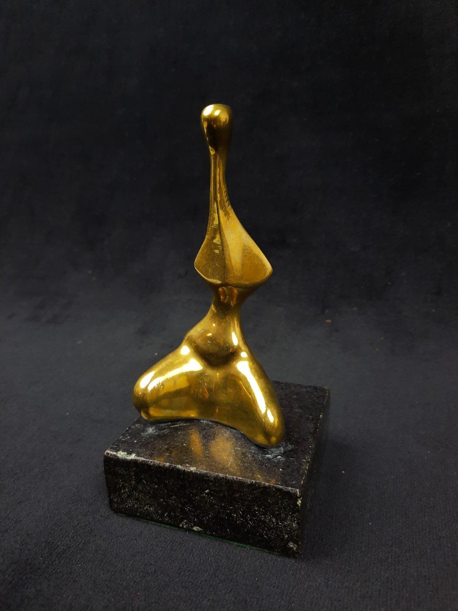 Petite Sculpture En Bronze Doré (xxe Siècle)-photo-2