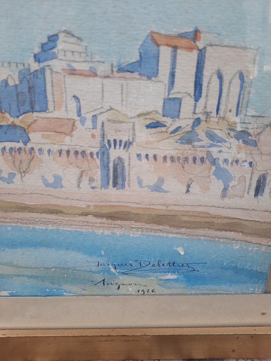 Jacques Lucien Delettrez (1890-1956) - Aquarelle - Avignon-photo-2