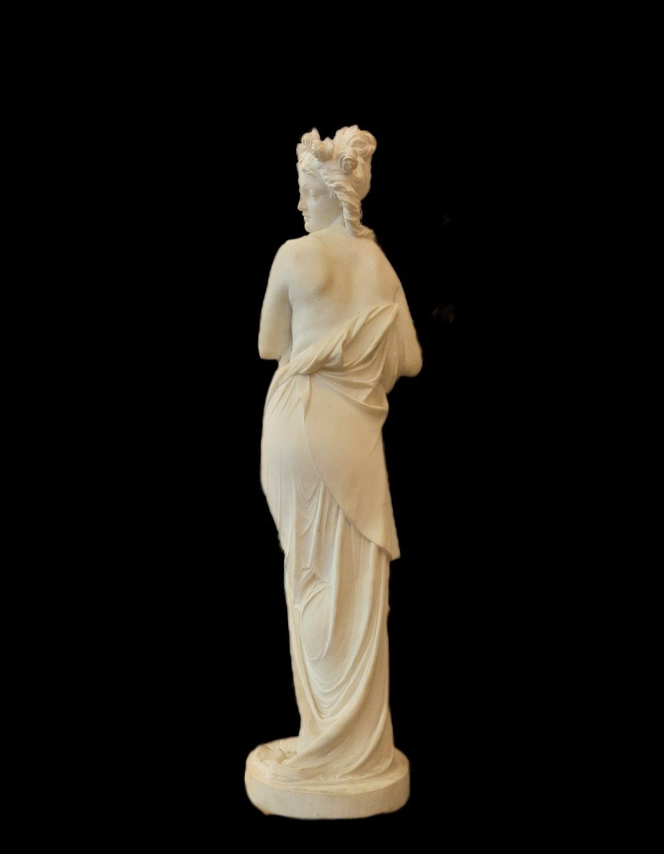 Marble Sculpture Nymph With Flowers - Carrier B (19th Century)-photo-3