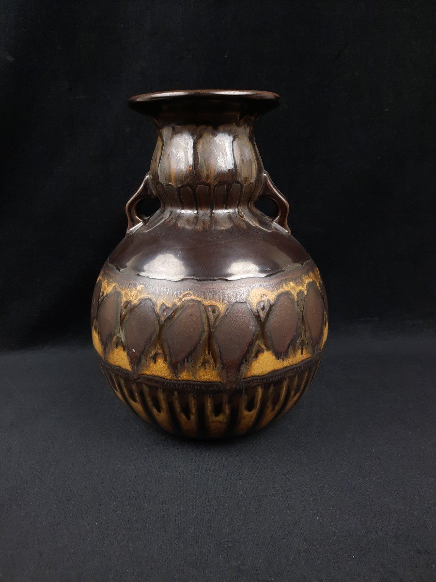 Earthenware Vase From Quimper Odetta (20th Century)-photo-2