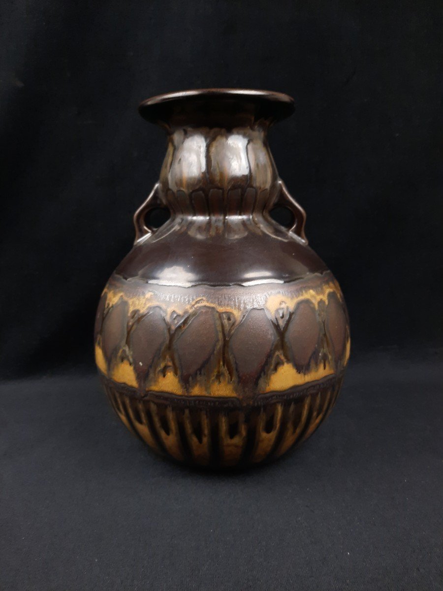 Earthenware Vase From Quimper Odetta (20th Century)-photo-3