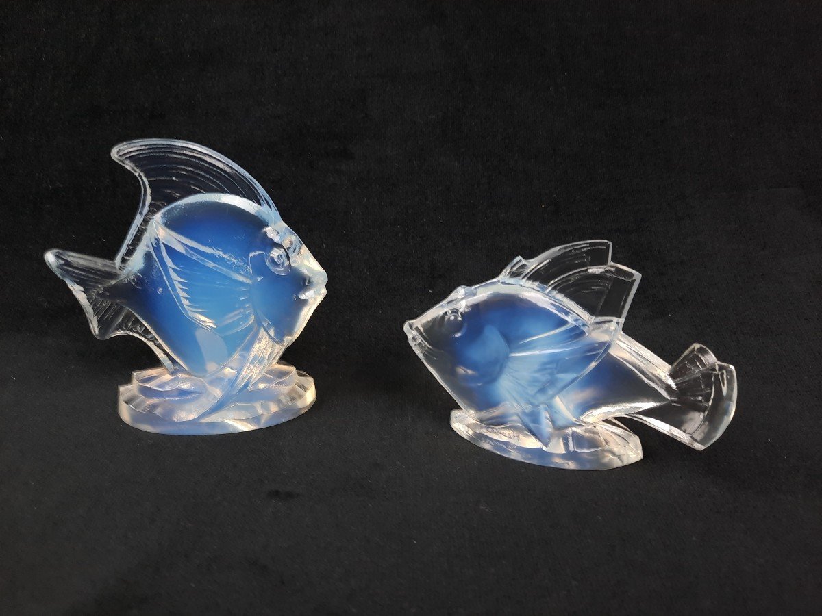 Pair Of Opalescent Glass Sculptures - Sabino (20th Century)-photo-2