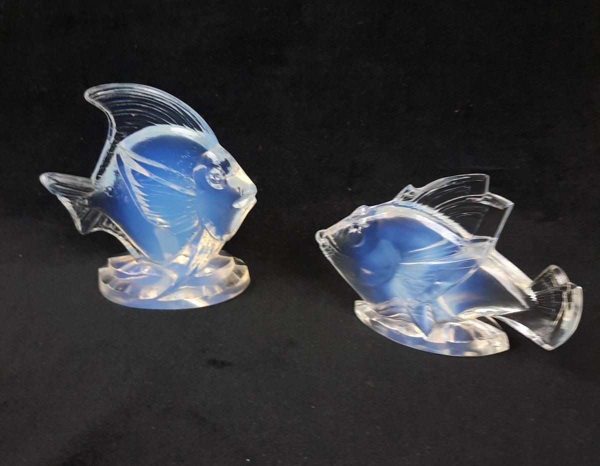 Pair Of Opalescent Glass Sculptures - Sabino (20th Century)