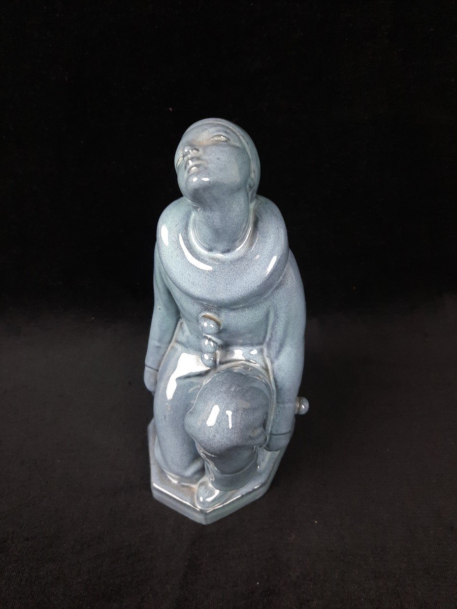 Ceramic Sculpture Of A Pierrot (20th Century)-photo-2