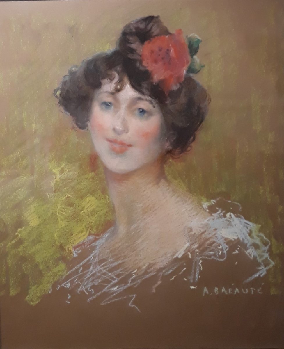 Albert Bréauté (1853-1941) - Pastel Sur Papier - Portrait d'Une Femme
