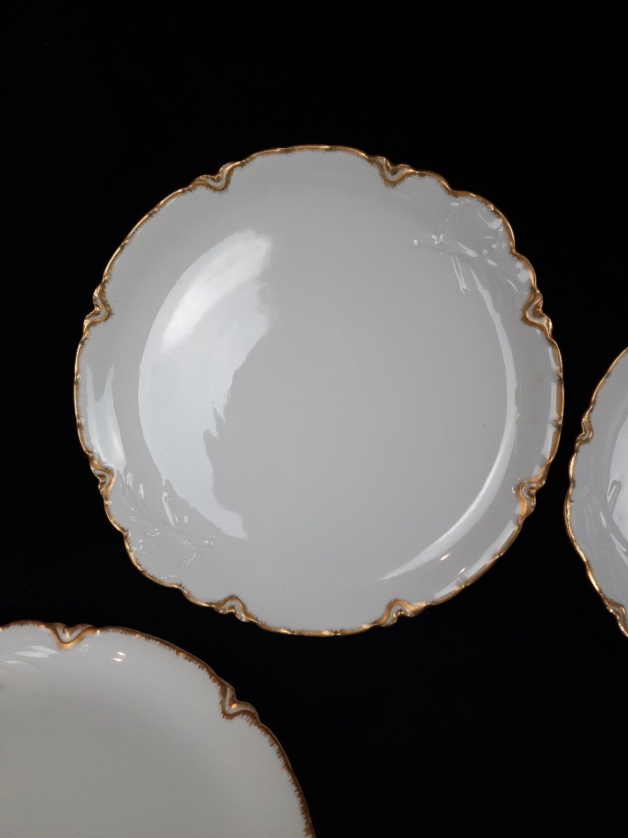 Haviland - Limoges Table Service In White Porcelain And Gold Fillet -photo-3