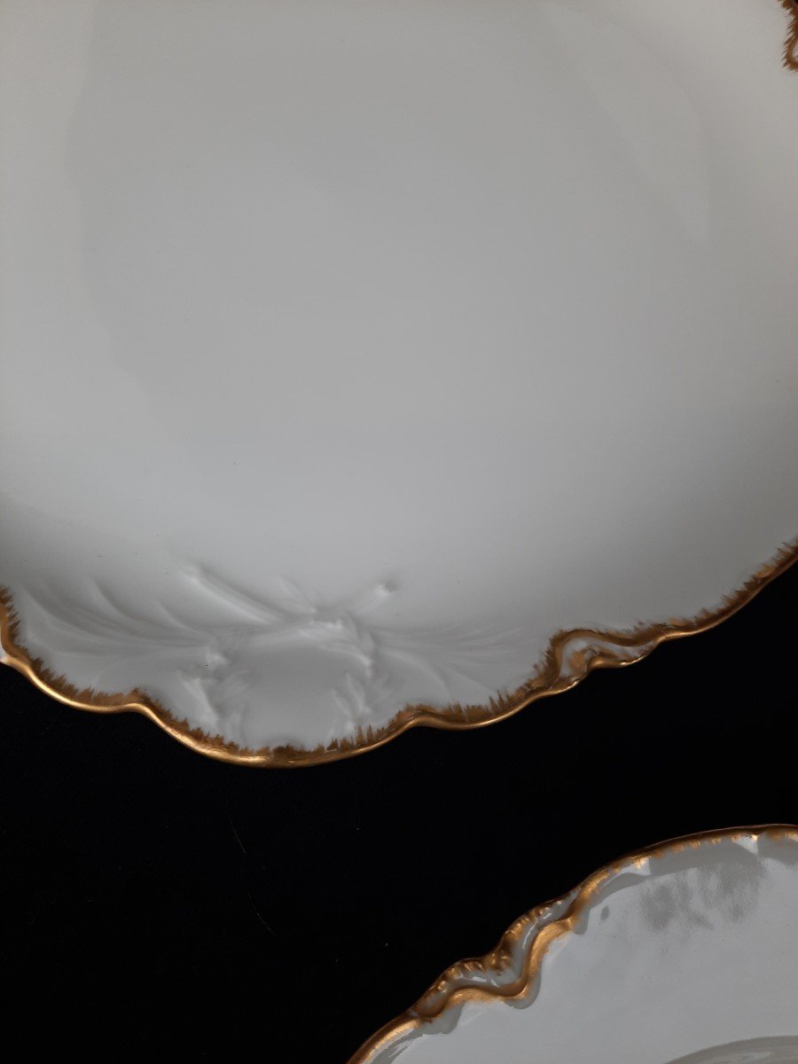 Haviland - Limoges Table Service In White Porcelain And Gold Fillet -photo-4