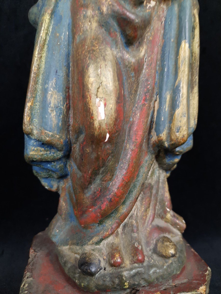 Sculpture En Bois - Vierge à l'Enfant (xviiie Siècle)-photo-2