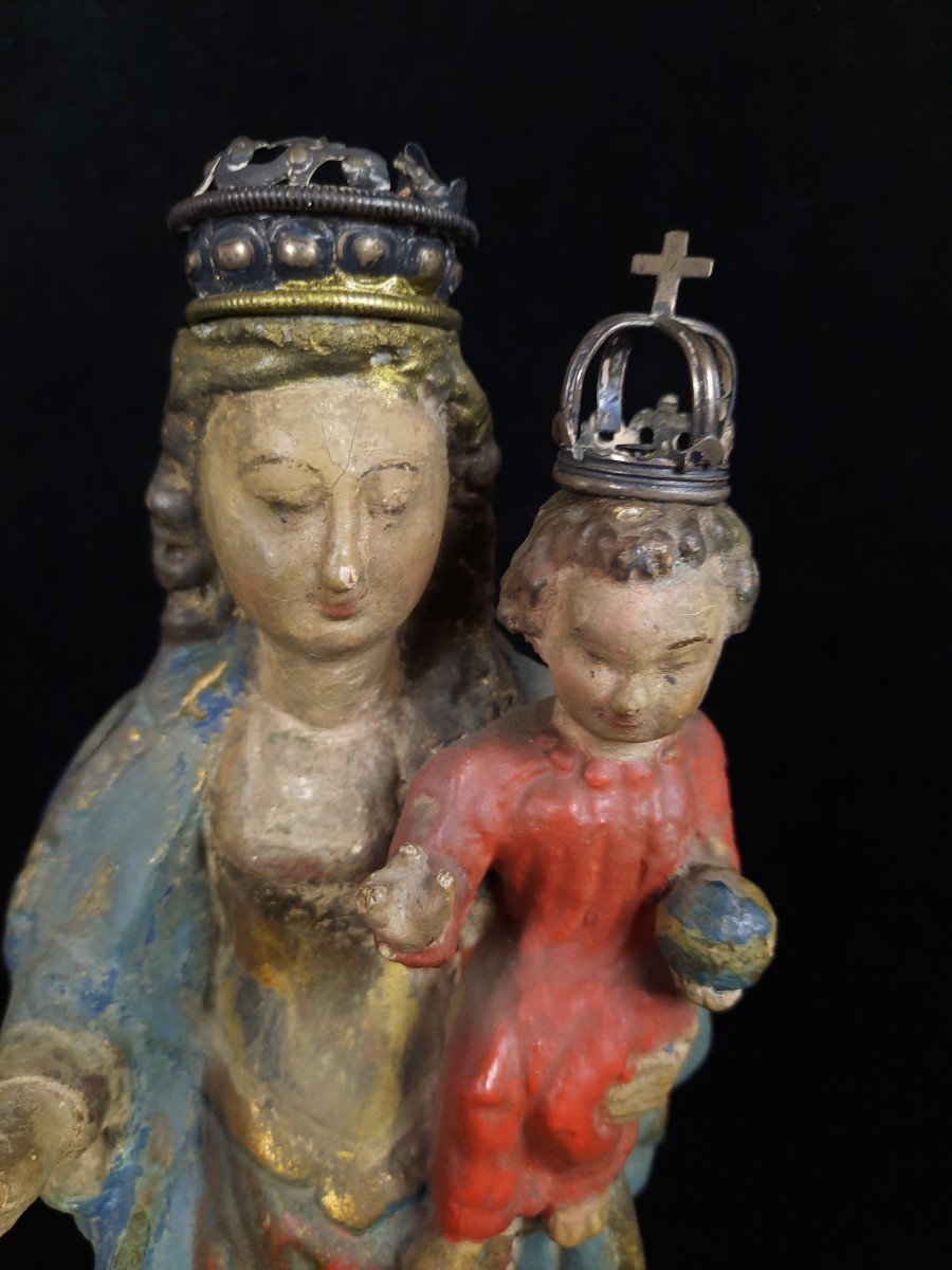 Wooden Sculpture - Virgin And Child (18th Century)-photo-3