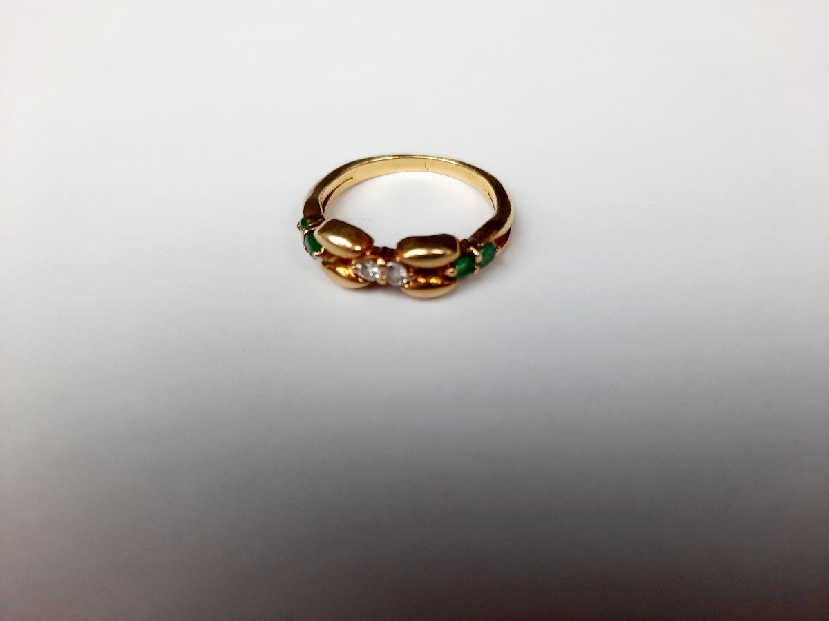 Ring In 18-karat Gold And Green Stones-photo-3