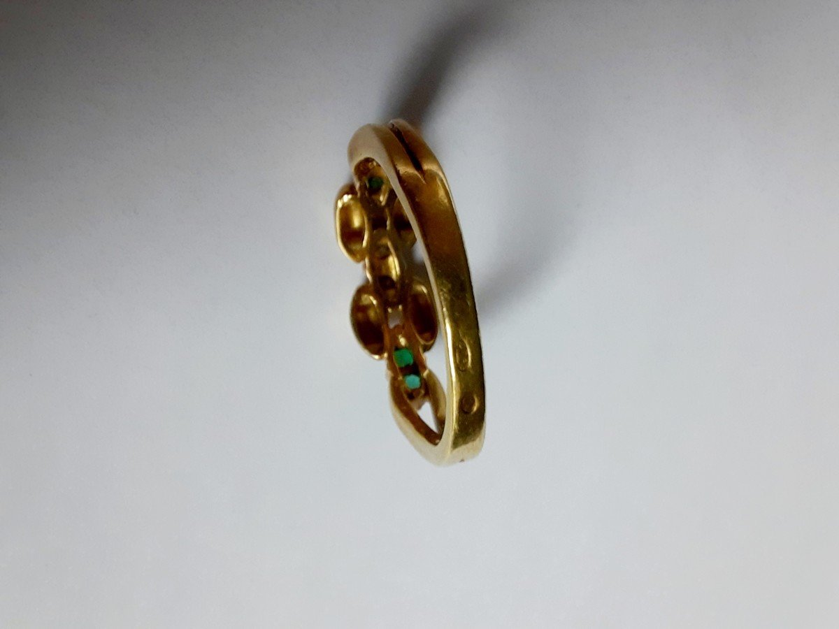 Ring In 18-karat Gold And Green Stones-photo-4