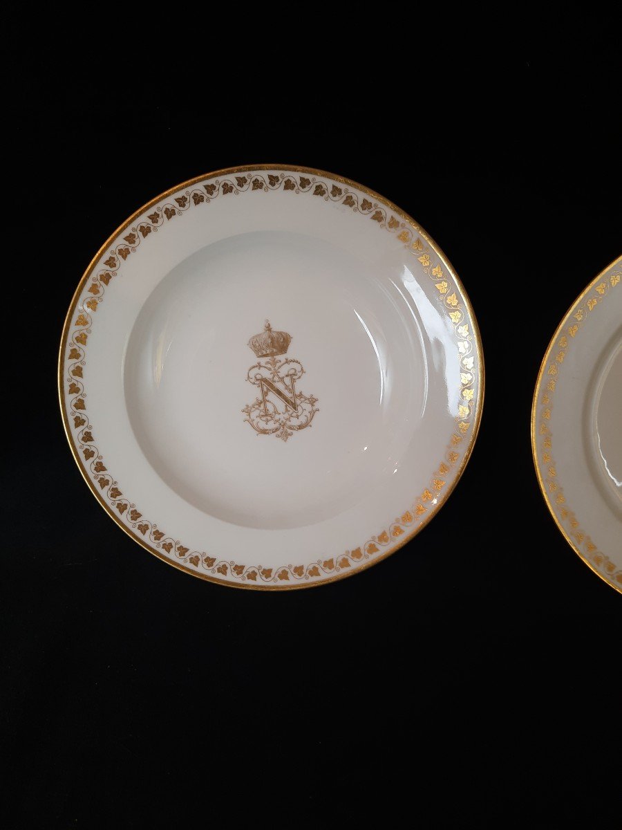 Paire d'Assiettes En Porcelaine De Sèvre (xixe Siècle)-photo-2