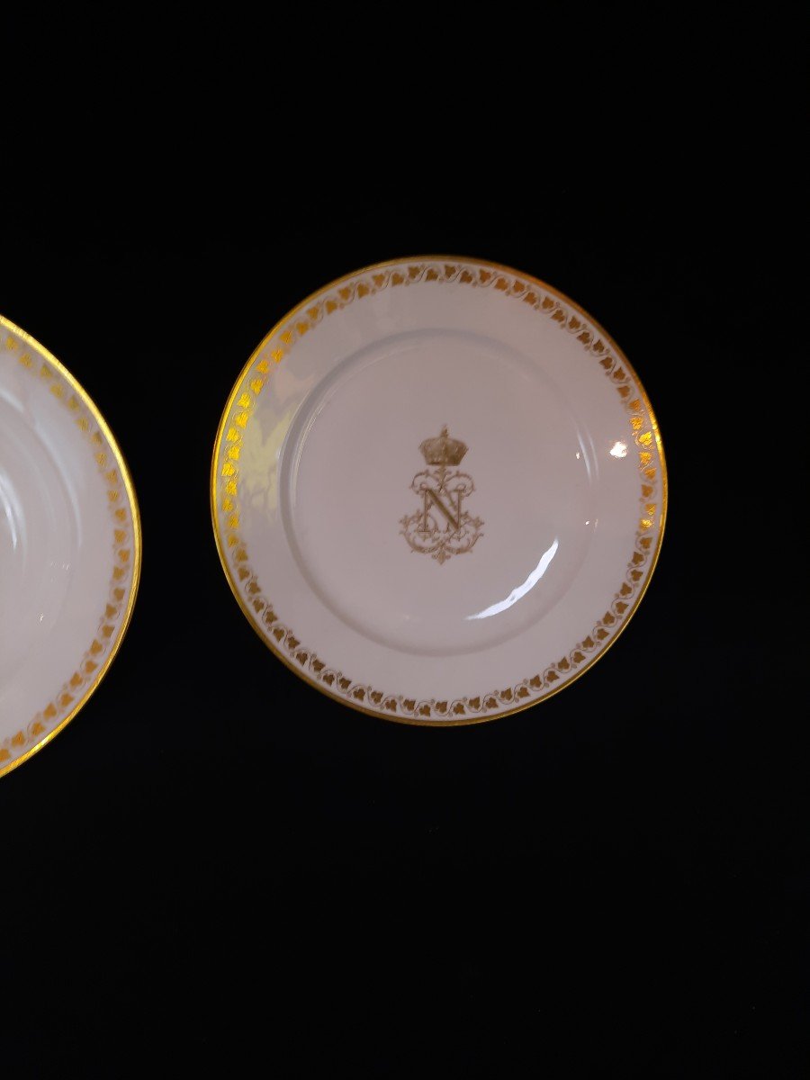 Paire d'Assiettes En Porcelaine De Sèvre (xixe Siècle)-photo-3