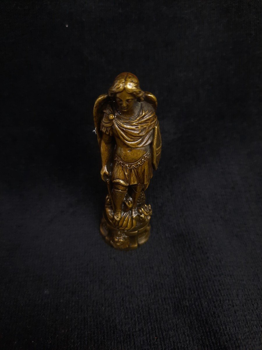 Small Bronze / Saint Michael Seal (19th Century)-photo-2