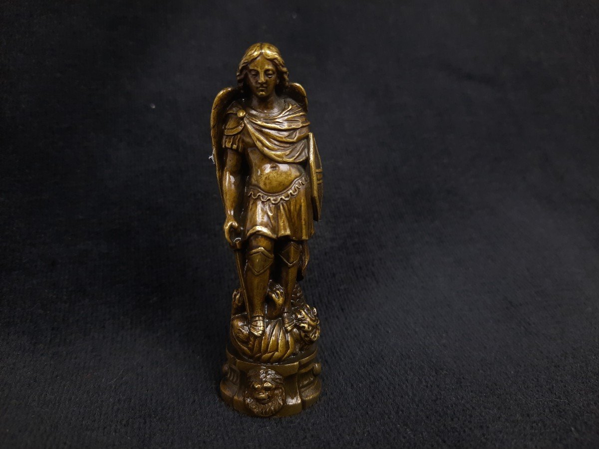 Small Bronze / Saint Michael Seal (19th Century)-photo-4