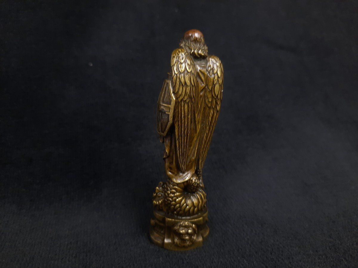 Small Bronze / Saint Michael Seal (19th Century)-photo-3