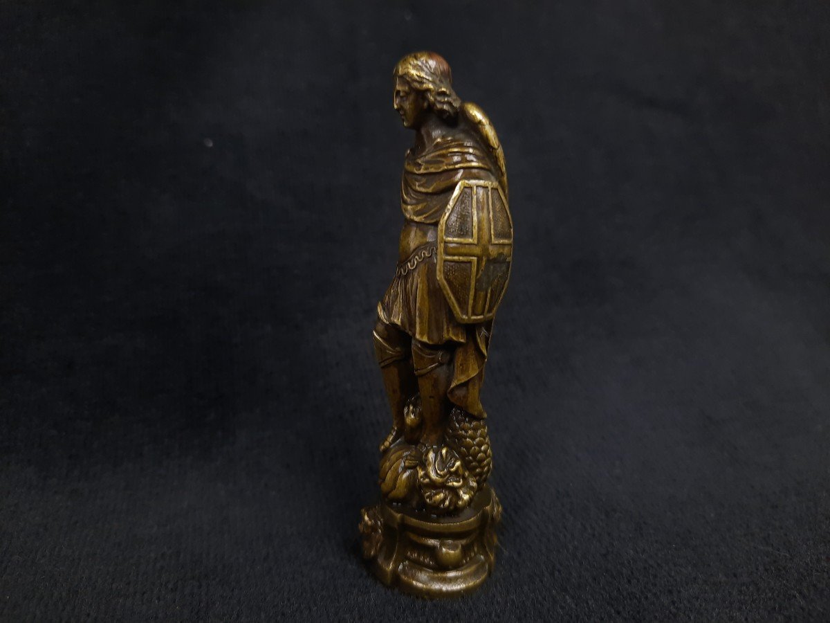 Small Bronze / Saint Michael Seal (19th Century)-photo-4