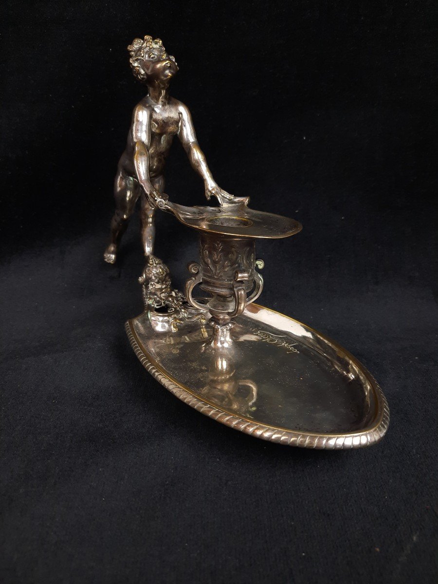 Joseph Chéret Bronze Candle Holder -photo-4