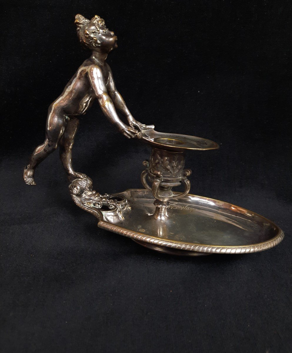 Joseph Chéret Bronze Candle Holder 