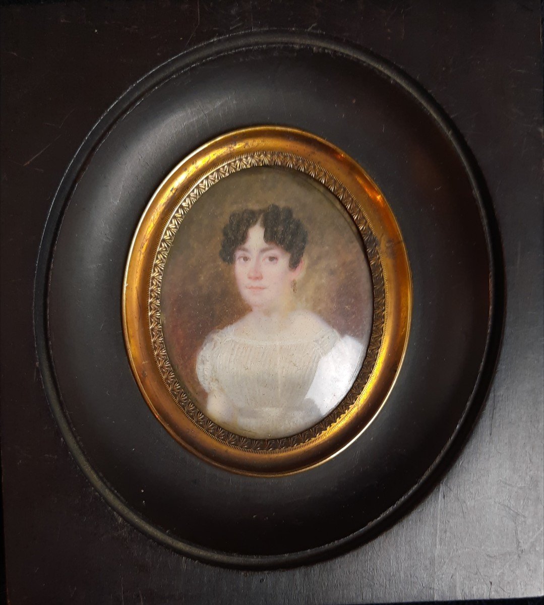 Miniature - Portrait Of A Woman (19th Century)-photo-2