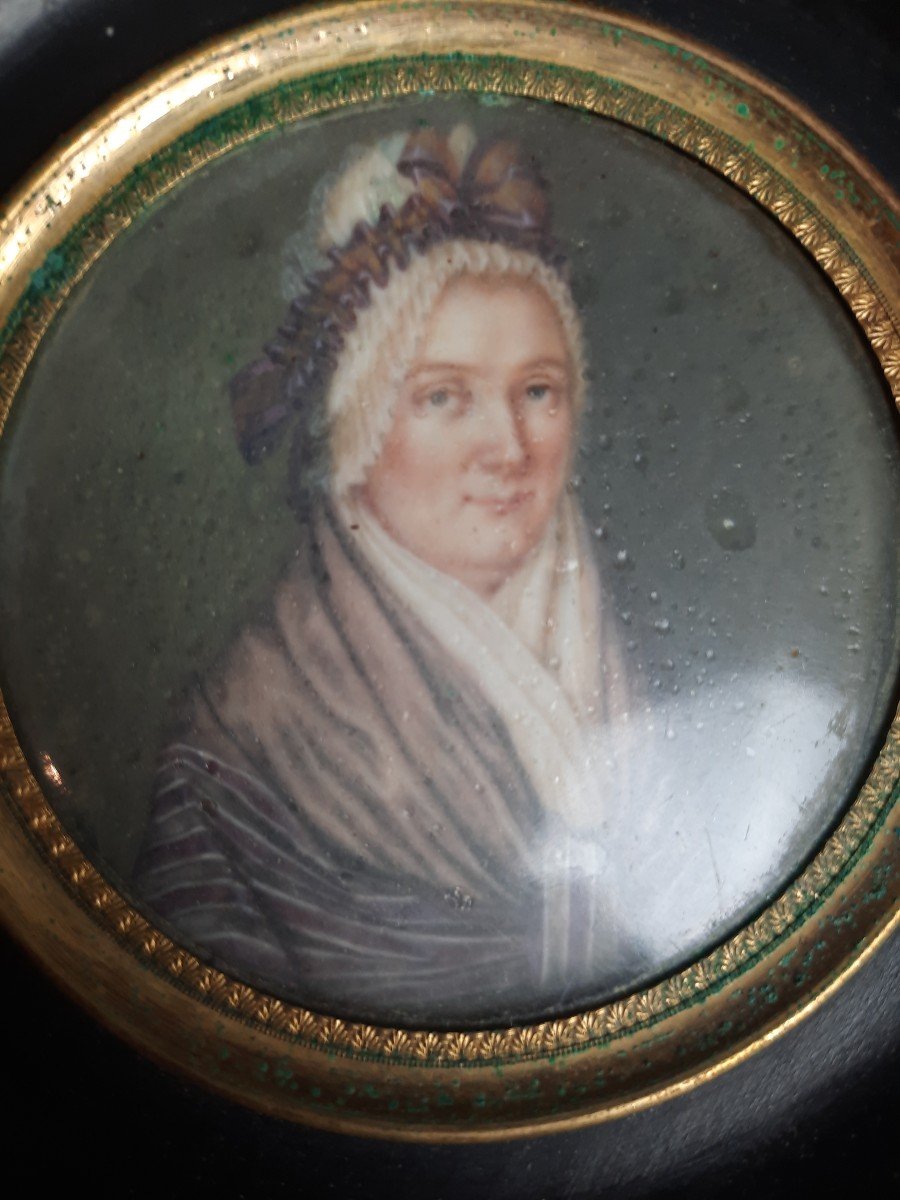 Miniature Ovale - Portrait d'Une Femme (xixe Siècle)-photo-3