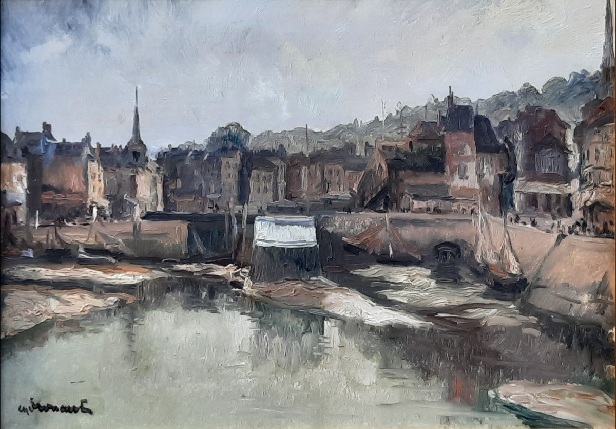 Huile Sur Toile - Honfleur (xxe Siècle)