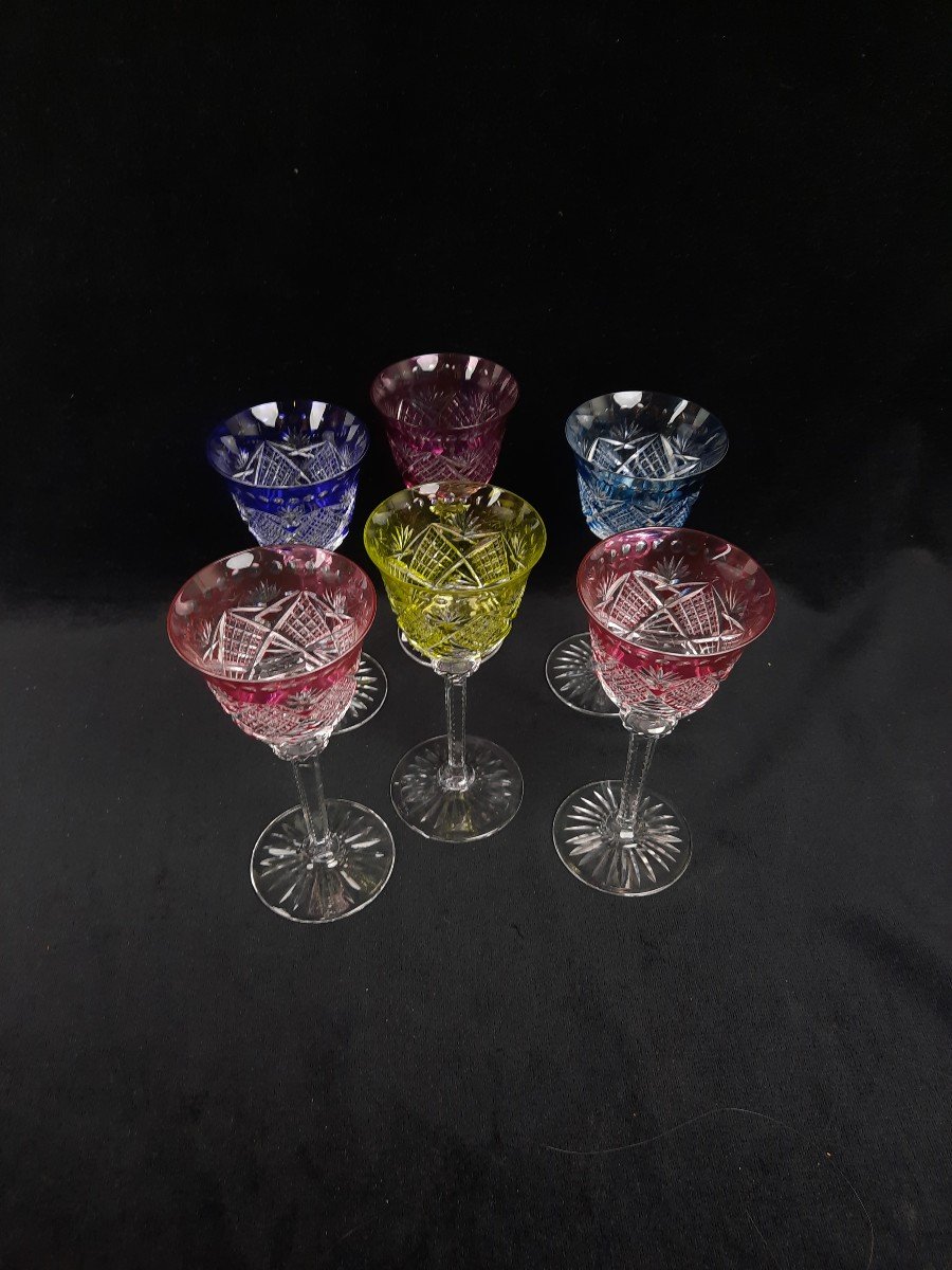 Saint Louis - Set Of 6 Colored Crystal Glasses -photo-2