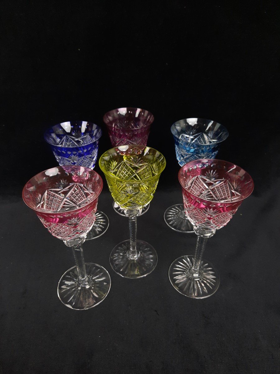 Saint Louis - Set Of 6 Colored Crystal Glasses -photo-3