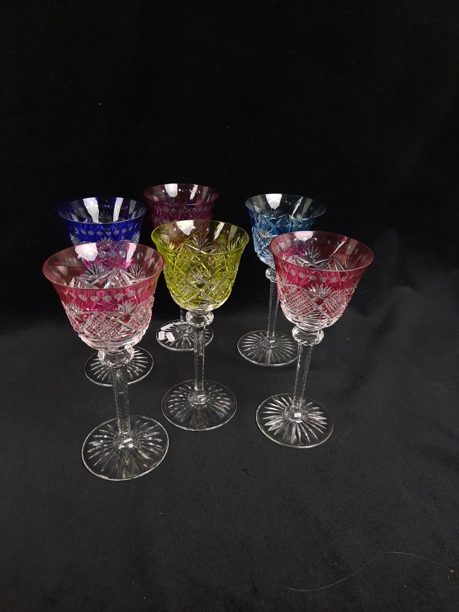 Saint Louis - Set Of 6 Colored Crystal Glasses -photo-4