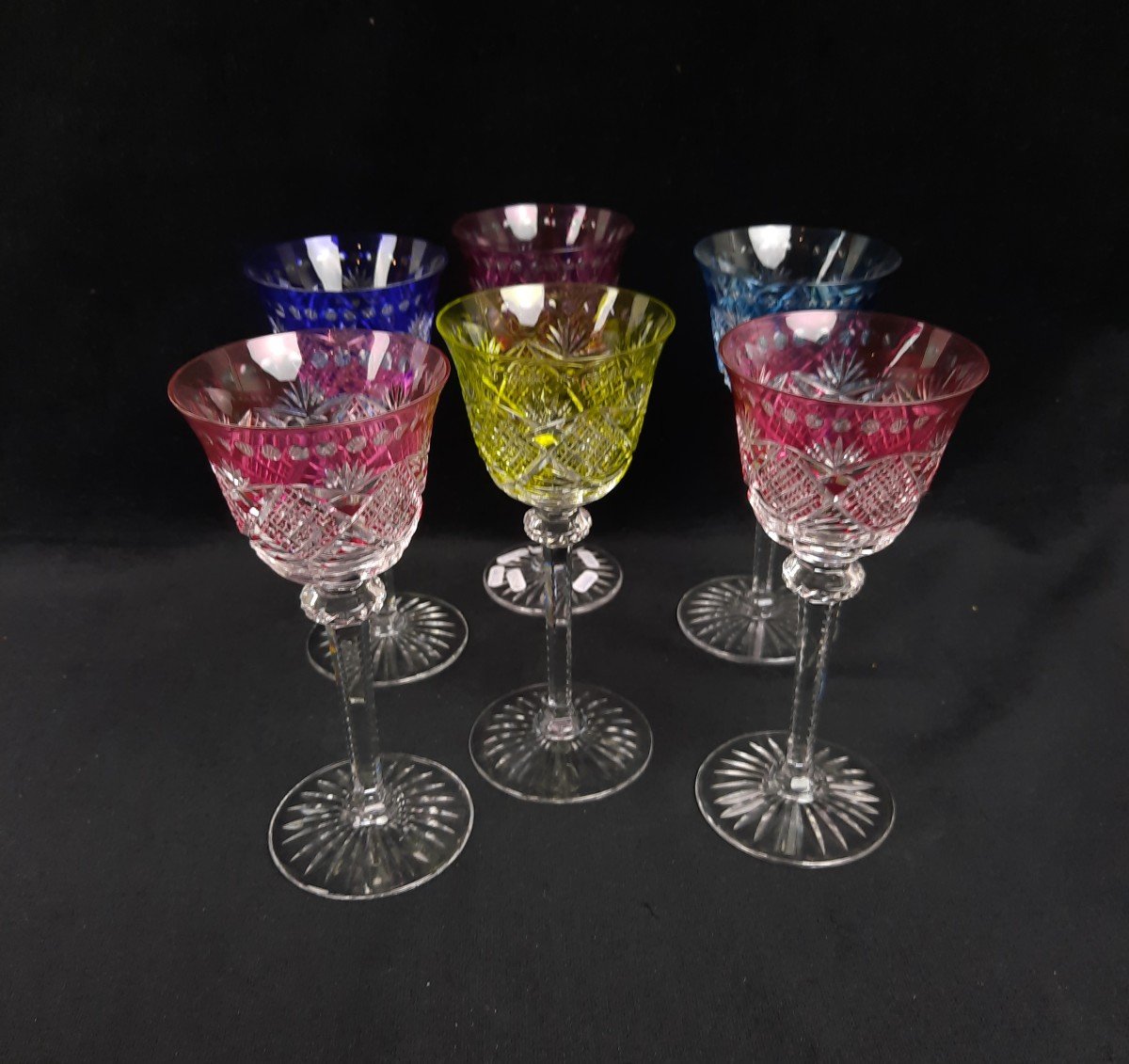 Saint Louis - Set Of 6 Colored Crystal Glasses 