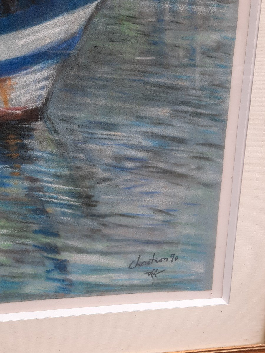 Pierre Chartron (?? - 2013) - Pastel On Paper - Trawler In The Water -photo-3