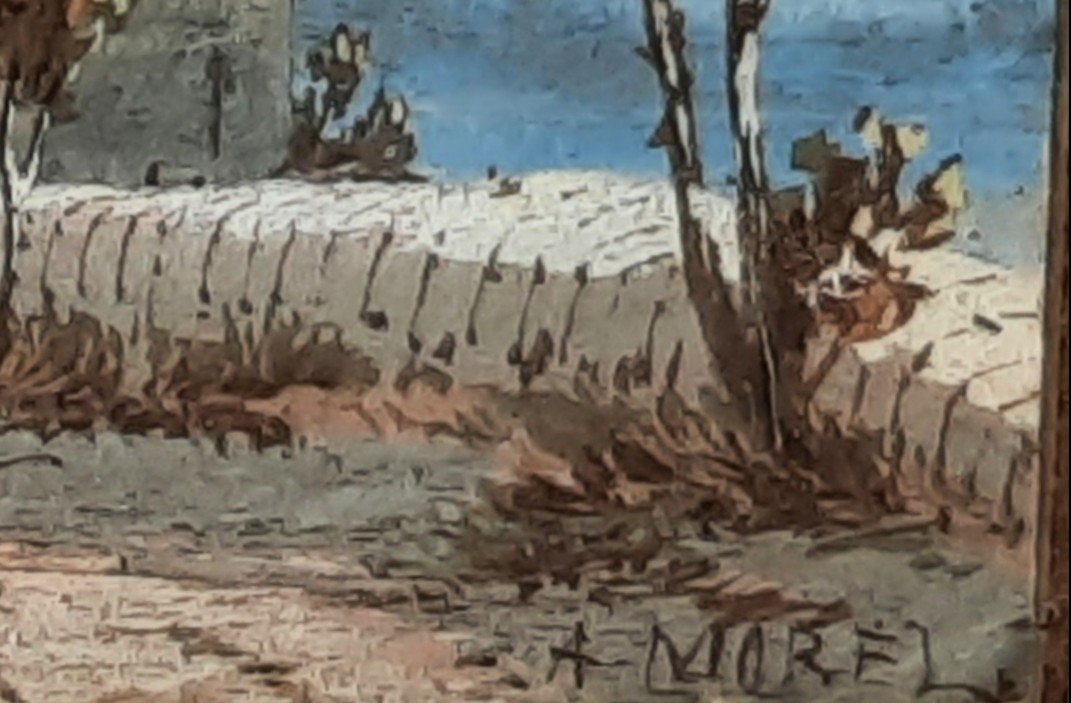 Arthur Pierre Morel - Aquarelle Gouachée - Paysage (xixe Siècle)-photo-4