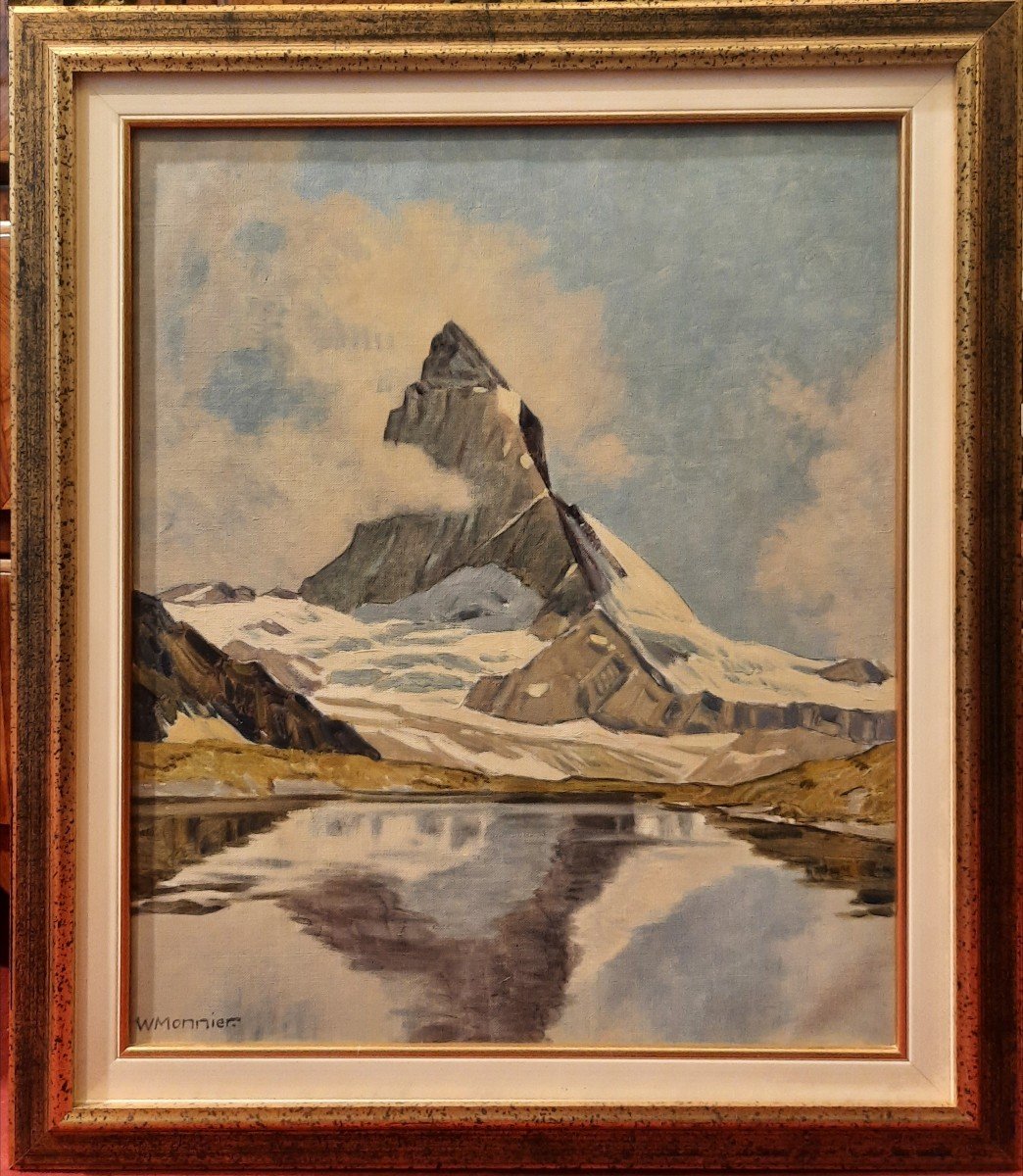 Willy Monnier (1909-1981) - Huile Sur Toile - Le Mont Cervin -photo-4