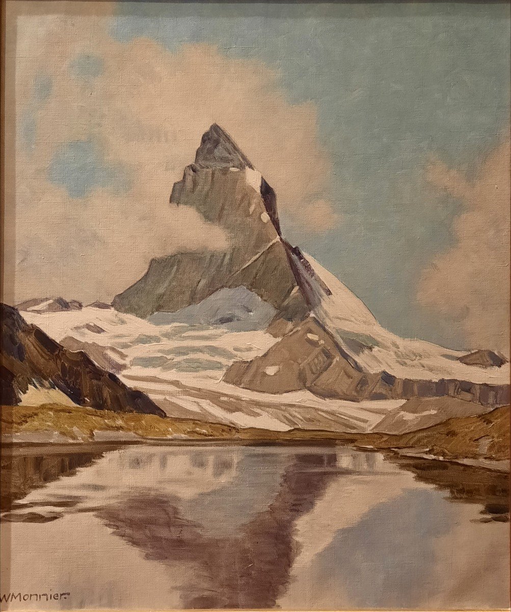 Willy Monnier (1909-1981) - Huile Sur Toile - Le Mont Cervin 