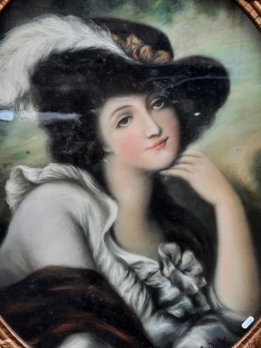 Pair Of Pastels - Portrait Of A Woman (19th Century)-photo-2