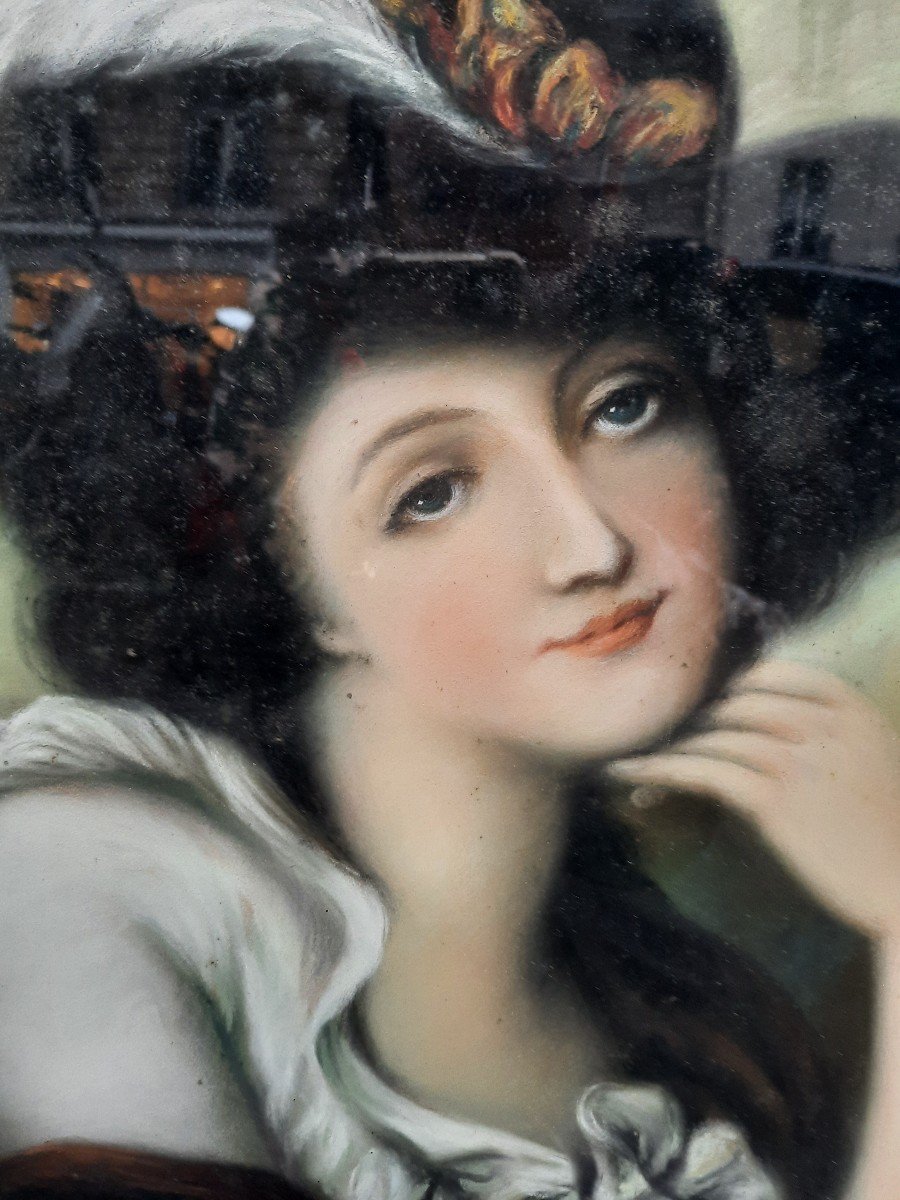 Pair Of Pastels - Portrait Of A Woman (19th Century)-photo-4