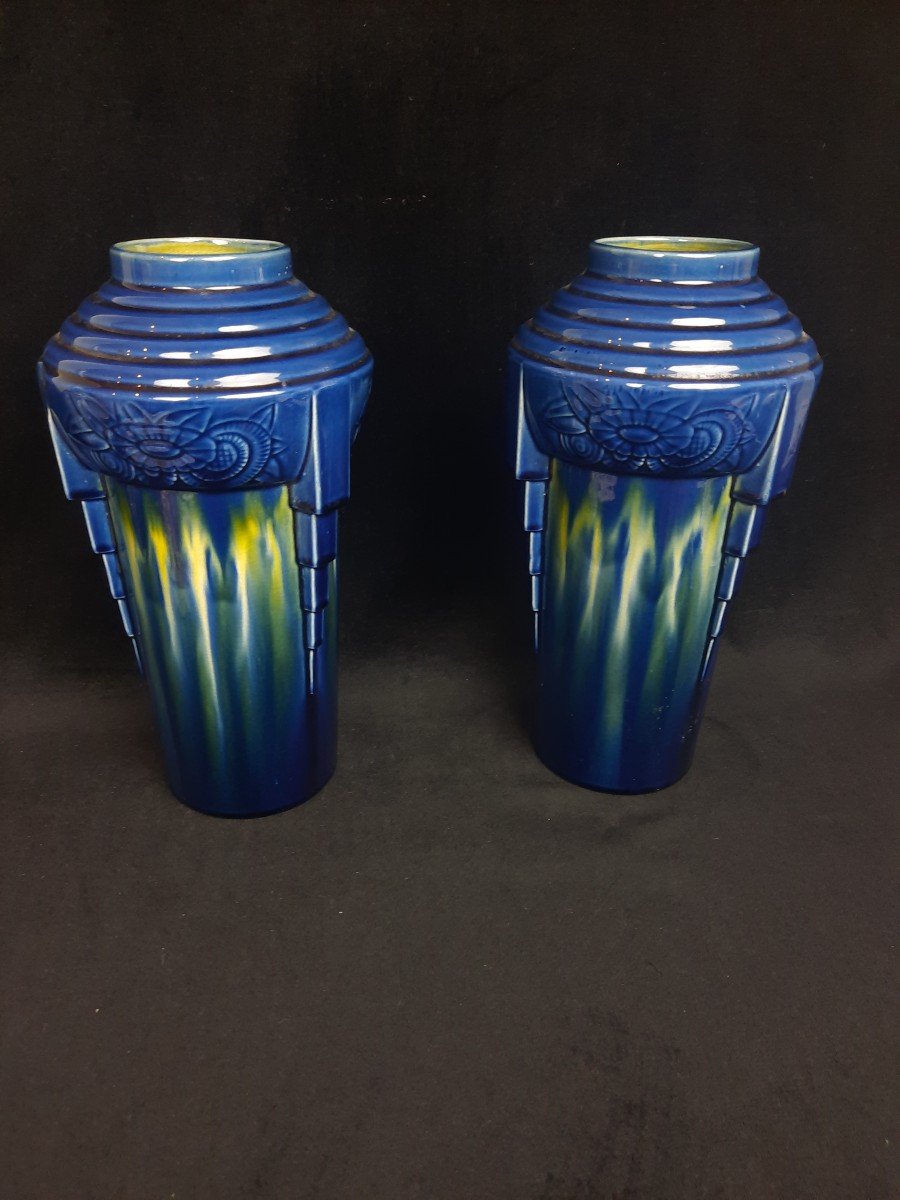 Pair Of Earthenware Vases - Fives Lille De Bruyn -photo-2