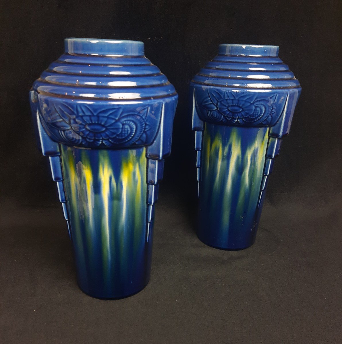 Pair Of Earthenware Vases - Fives Lille De Bruyn 